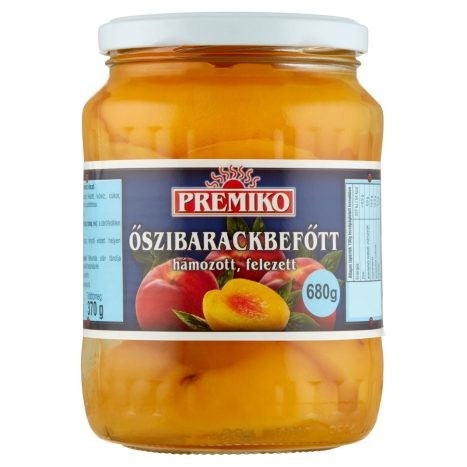 Premiko Őszibefőtt felezett üveg 680 g.